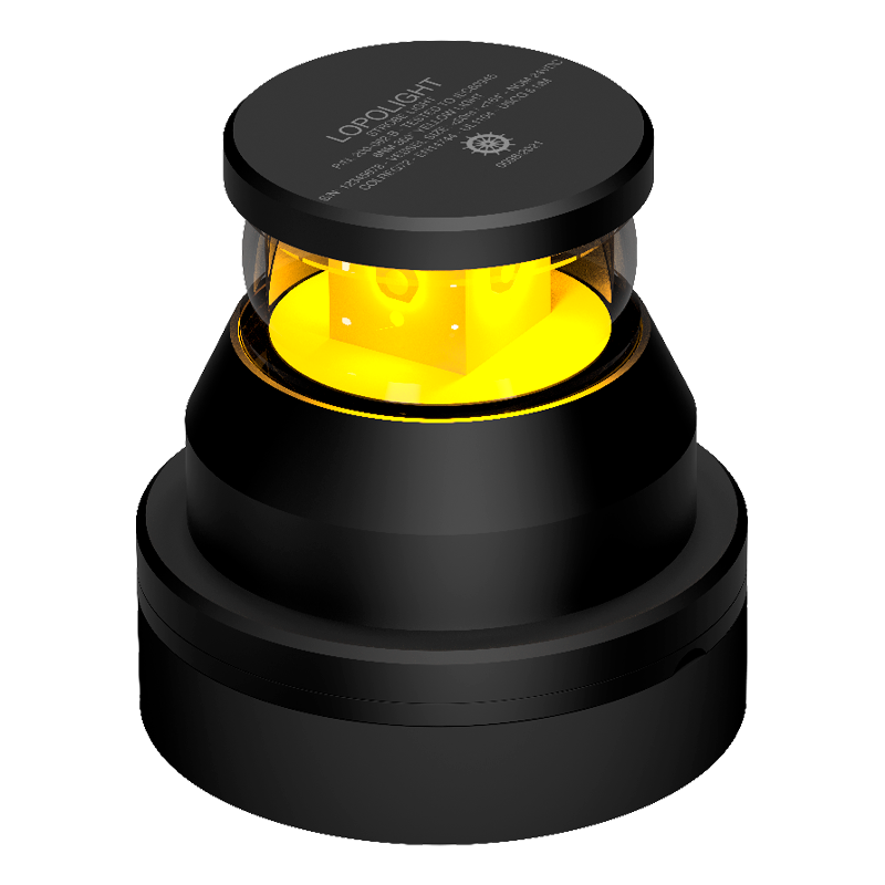 6nm 360° yellow strobe (blk), hor mnt, 0.7m.